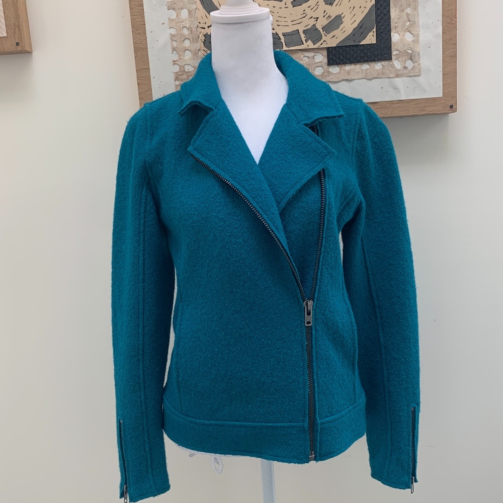 Amazing blue/turquoise Tahari Motorcycle Jacket